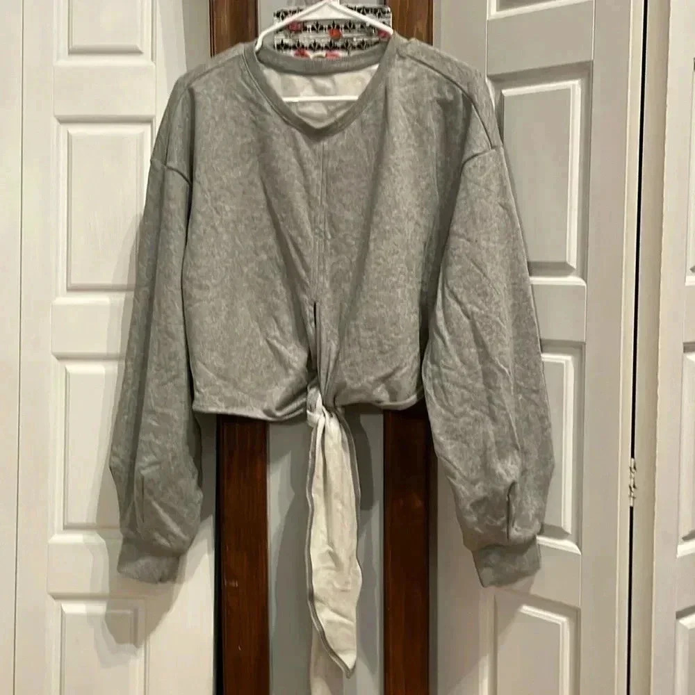 Halara Gray-Crop sweatshirt-Large
